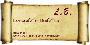Loncsár Beáta névjegykártya