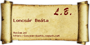 Loncsár Beáta névjegykártya