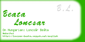 beata loncsar business card